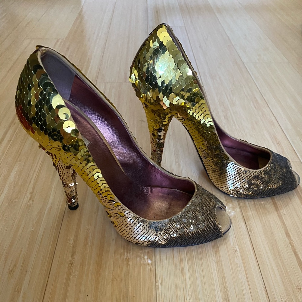 Gold Sequin Miu Miu heels